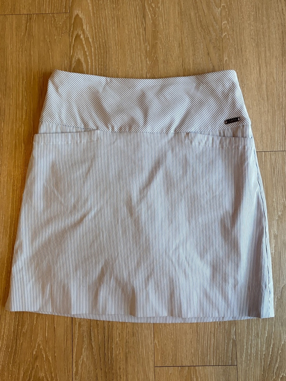 Light Blue Pinstripe Athletic Skort w/ Built-In Shorts